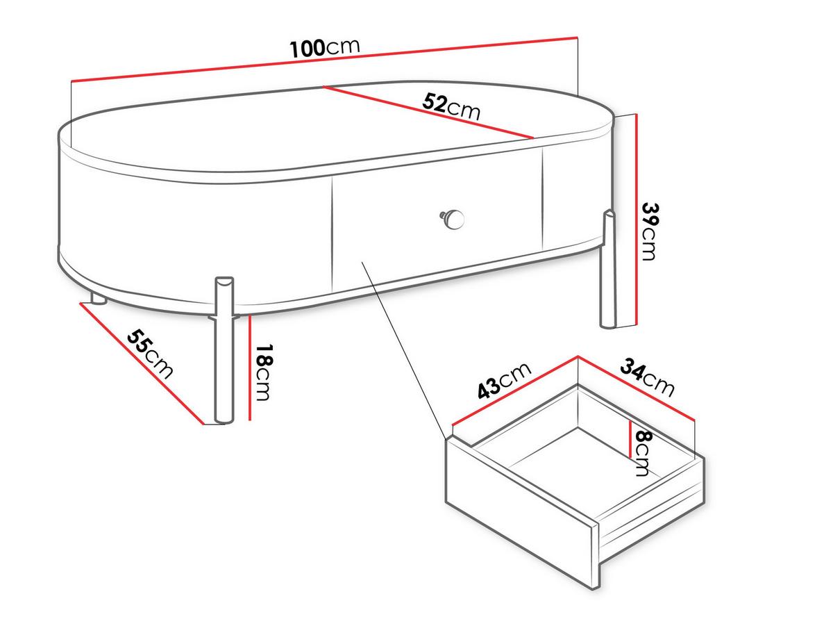 COUCHTISCH Sepiroz 1S - Sandfarben/Goldfarben, Holzwerkstoff/Metall (55/100/39cm) - MIRJAN24