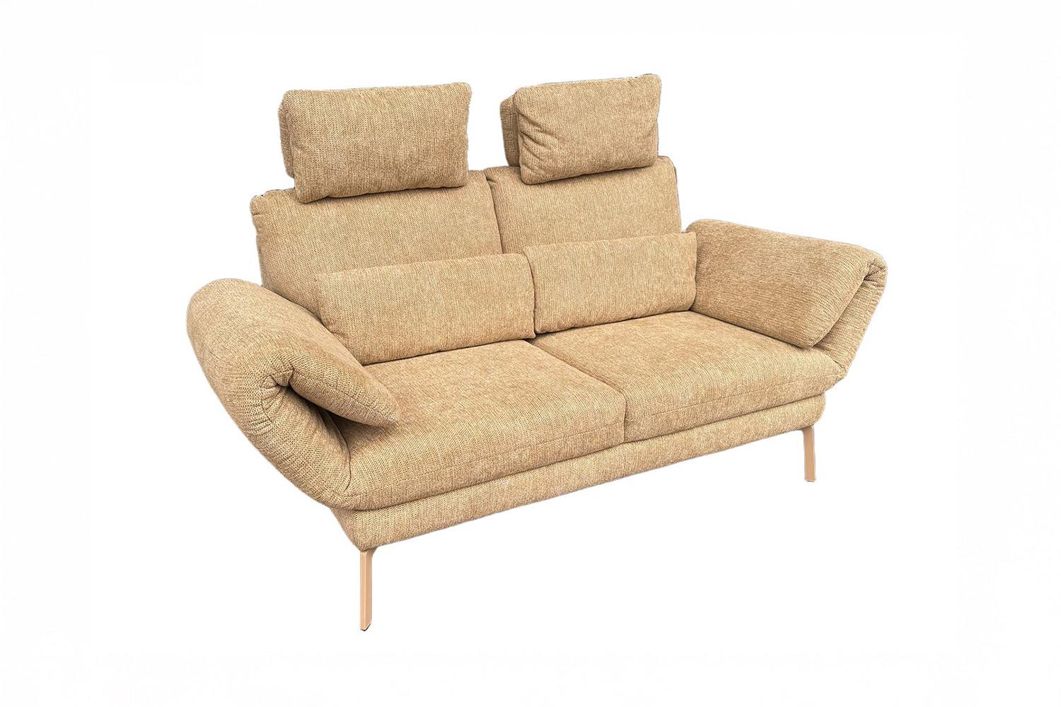 SOFA HOLLY Gelb Flachgewebe - Gelb/Braun, Textil/Metall (176/90/92cm) - KAWOLA