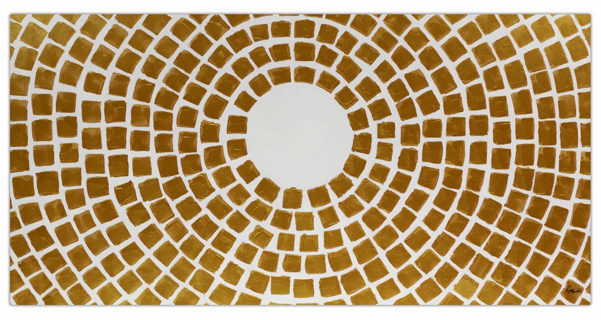 ÖLGEMÄLDE XXL Gold 200/100 cm - Goldfarben/Weiß, Holz/Textil (6.68/100cm) - KUNSTLOFT