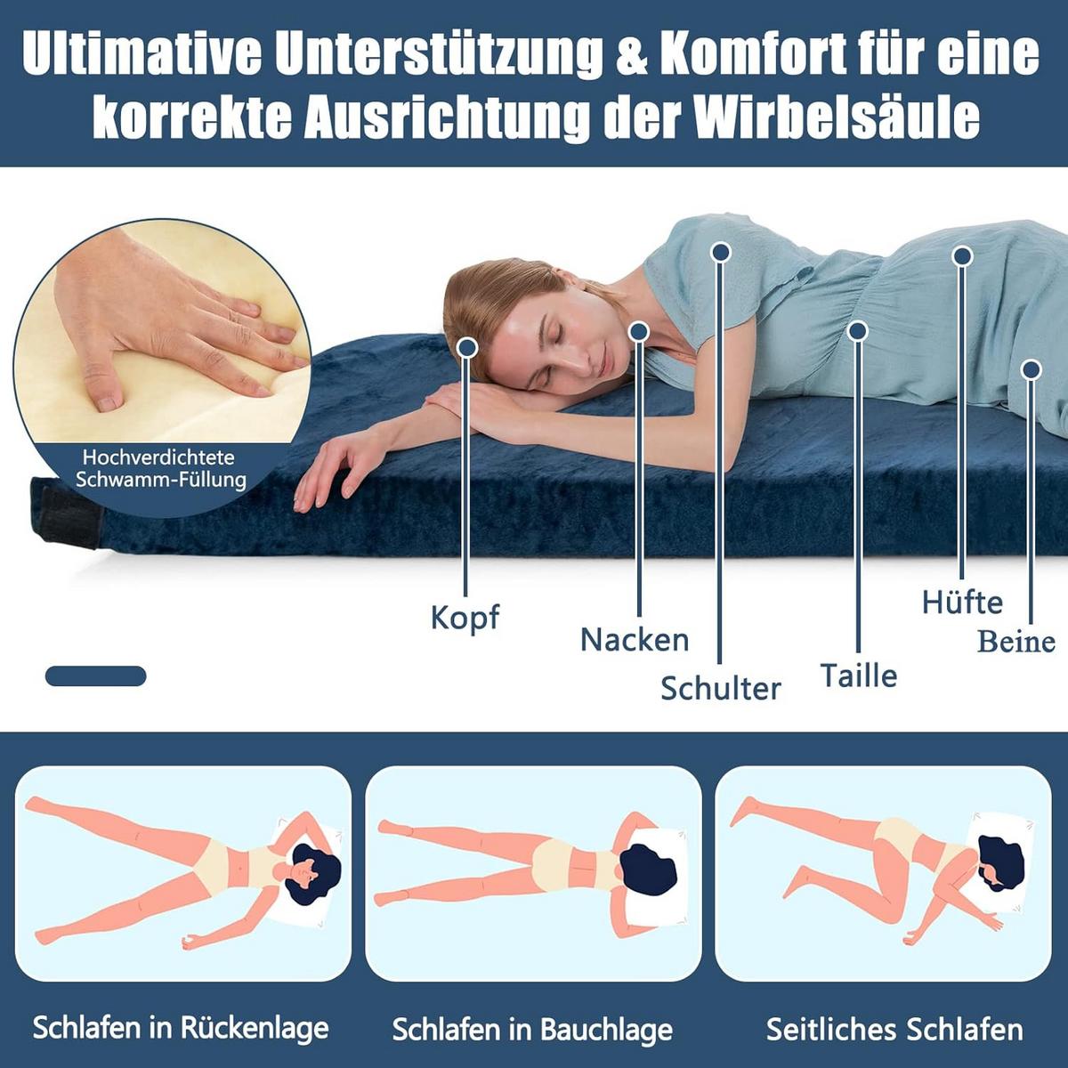 CAMPING MATTRESS Schwarz - Schwarz, Textil - COSTWAY