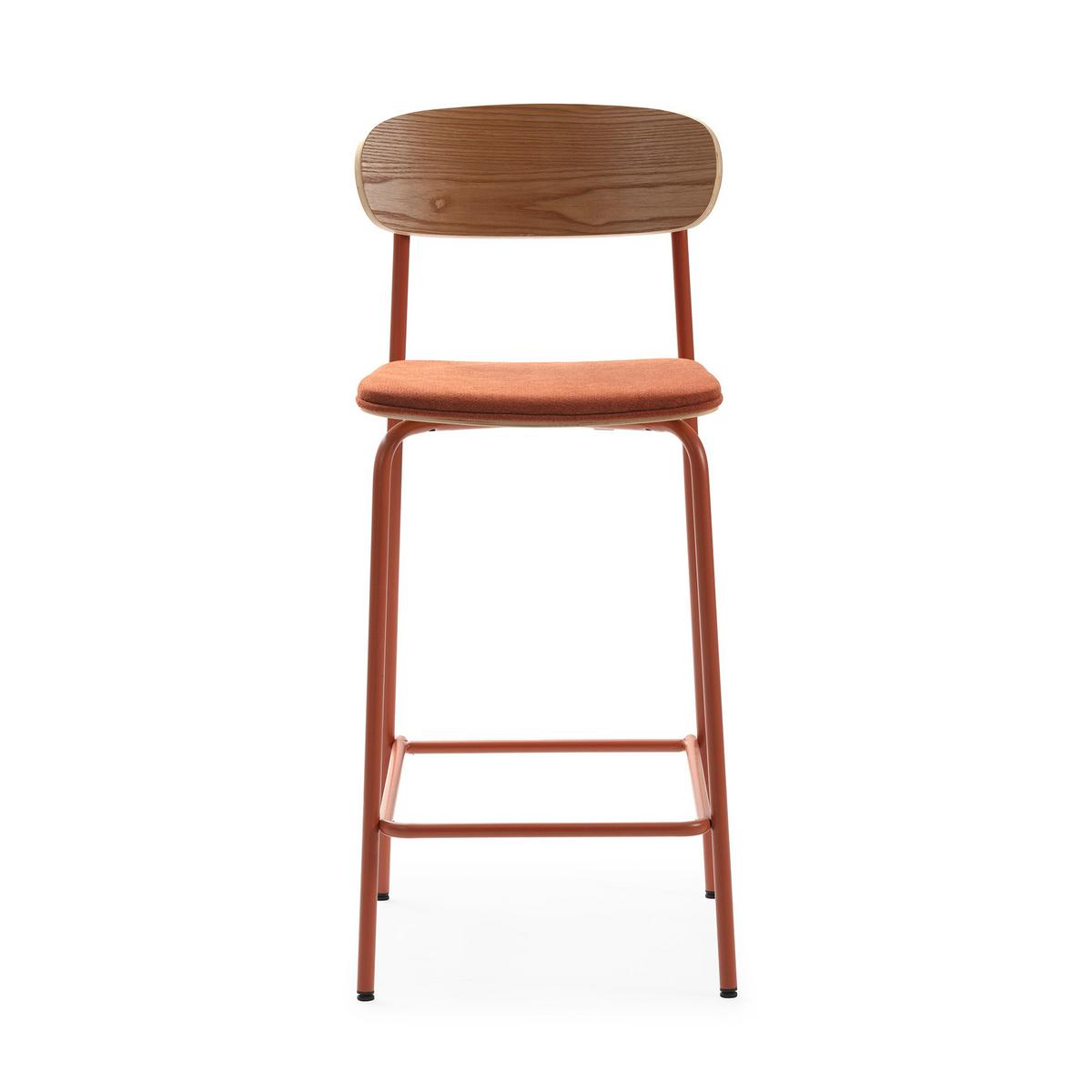 BARHOCKER (Set aus 2) aus Stoff mit schwarzen Metallbeinen - adriana 42/48/66 cm - Orange, Textil (48/66/42cm) - Drawer