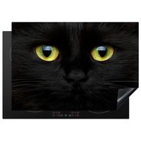 HERDABDECKPLATTE Katze - Augen - Gelb - Schwarz Herdabdeckung Induktionsfeld 75x52 cm - Schwarz, Kunststoff (75/52/0.2cm) - MuchoWow