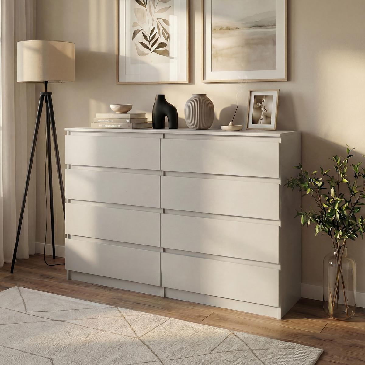 KOMMODE Lemon mit 8 Schubladen, 140 cm, Kaschmir - Kaschmir, Holzwerkstoff (140/101/39cm) - Beautysofa