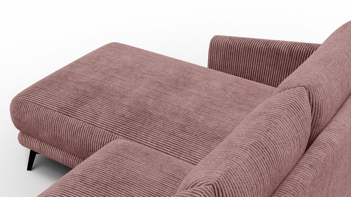 ECKSOFA VILT 3-Sitzer, altrosa - Altrosa/Schwarz, Holzwerkstoff/Textil (221/156cm) - Wozimo