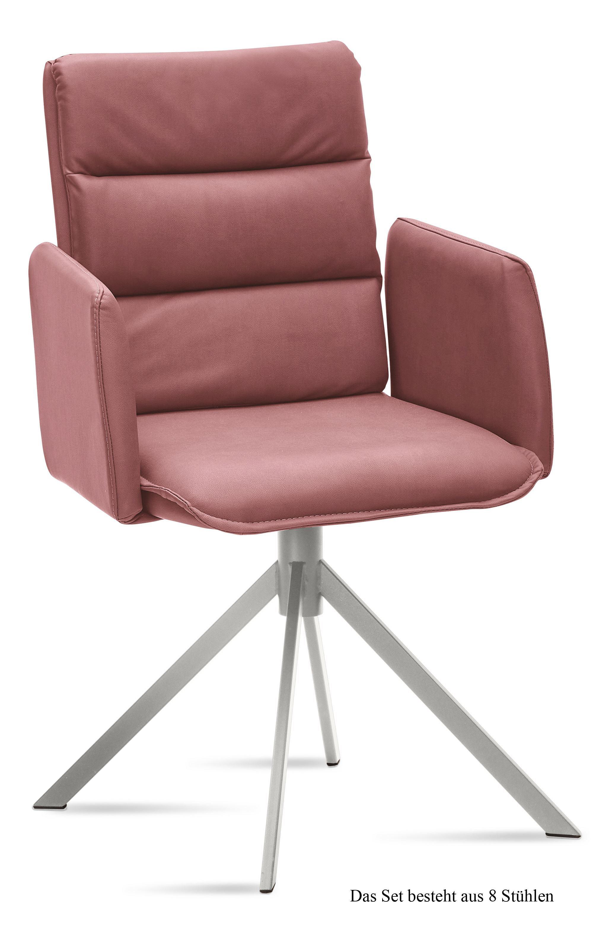 ARMLEHNSTUHL (8er-Set) Dorree 52x92x60 Edelstahl/Rosewood - Edelstahlfarben/Dunkelrosa, Kunststoff (60/92/52cm) - 58aufmkessel
