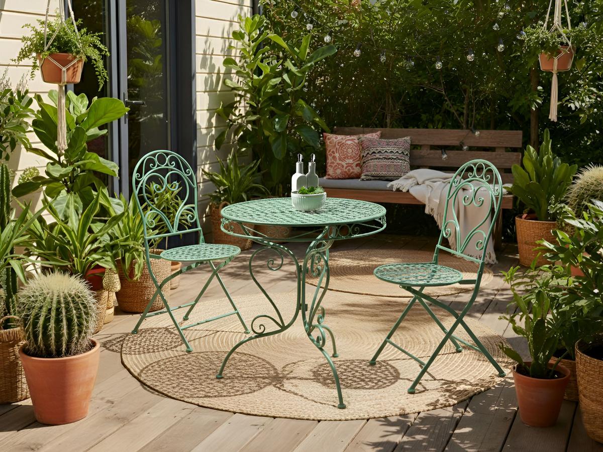 BISTRO-SET Grün Albinia - Grün, Metall - Beliani