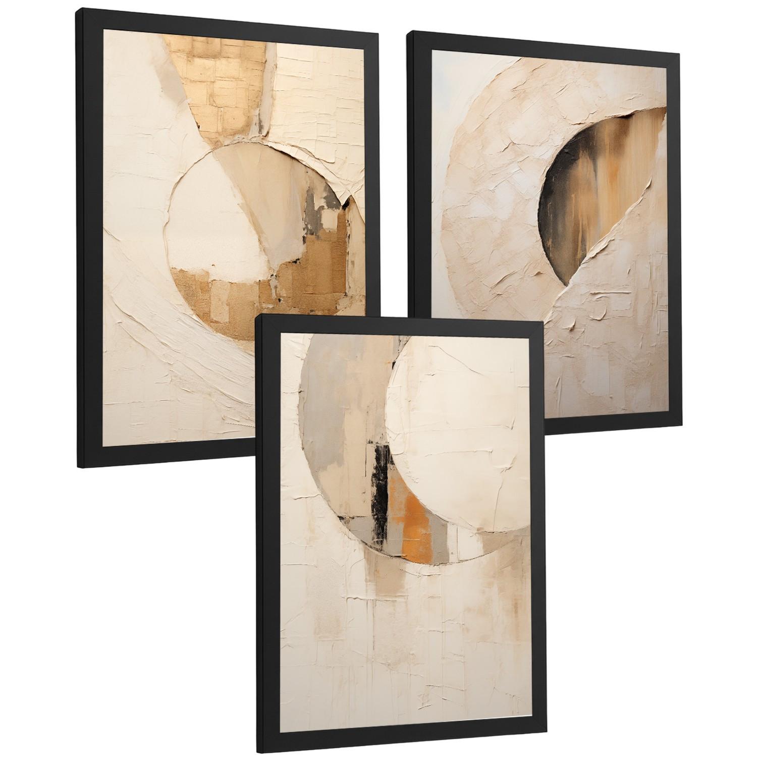 POSTER Set of 3 Abstract Geometric Wall Art Prints Modern Living Room Bedroom Kitchen Bathroom Decor Rahmenlos A3 - Schwarz, Papier (29.7/1/42cm) - Nacnic