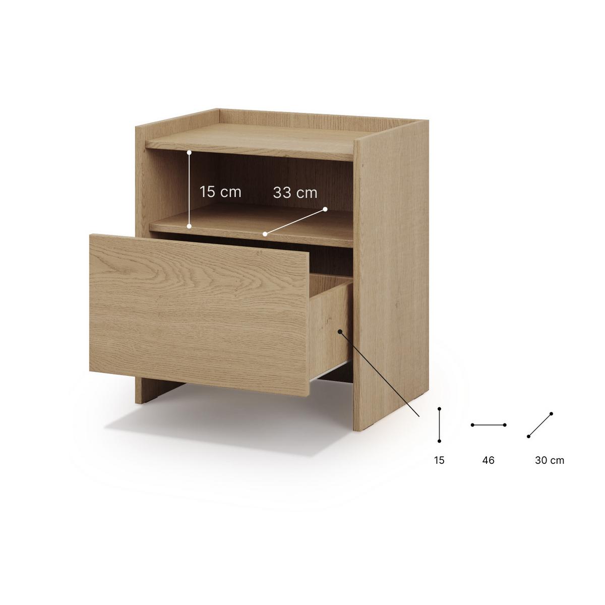 NACHTTISCH Juni mit 1 Schublade, 50 cm, eiche Cremona - Eichefarben, Holzwerkstoff (53/60/38cm) - Beautysofa