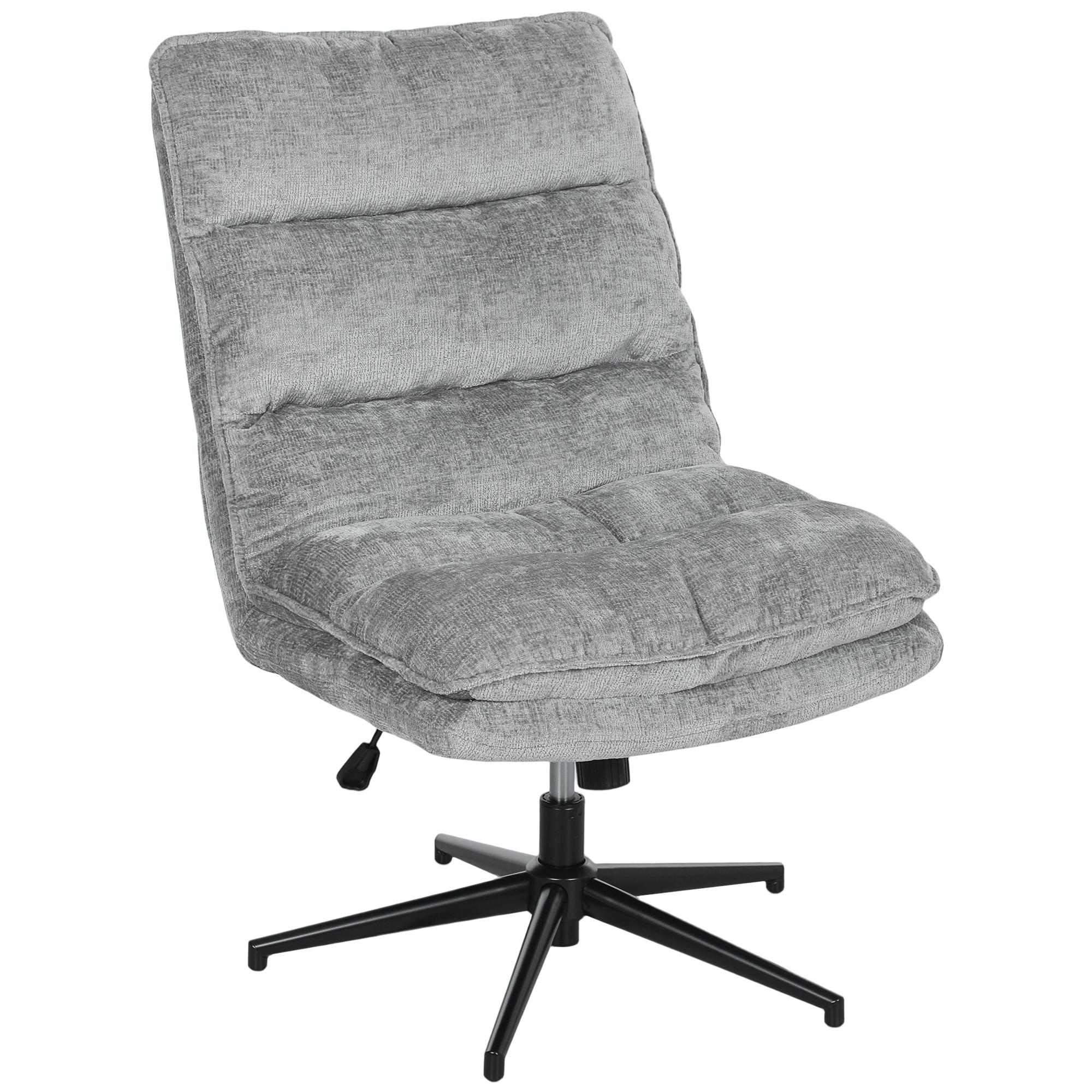 BÜROSTUHL Ohne Armlehnen Gepolsterter Schreibtischstuhl mit Breiter Polster - Schwarz/Grau, Textil/Metall (63.5/102/81cm) - HOMCOM