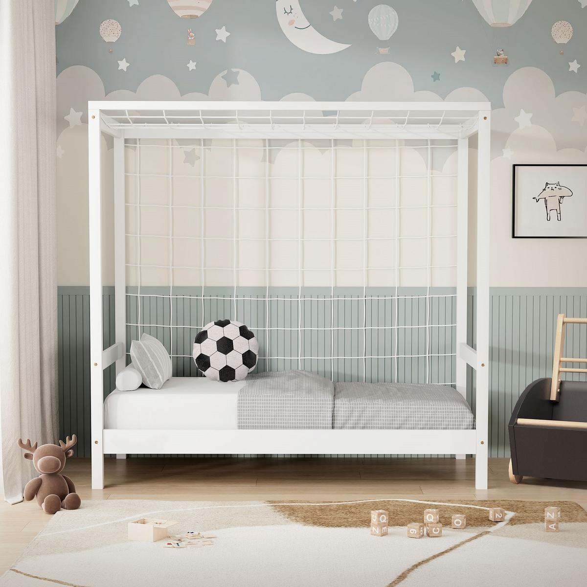 KINDERBETT Fußballtor 70x140 cm Weiß - Weiß, Holz (70/140cm) - ML-DESIGN
