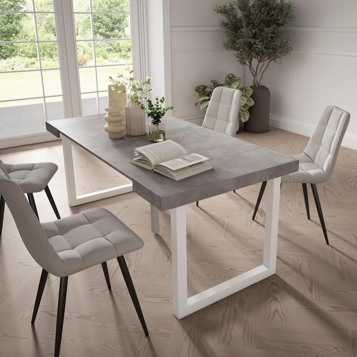 KONSOLENTISCH ausziehbar 58 bis 180cm, für 8 Gäste, zementgrau, 90/58/73cm - Grau, Holzwerkstoff (90/180/73cm) - Skraut Home