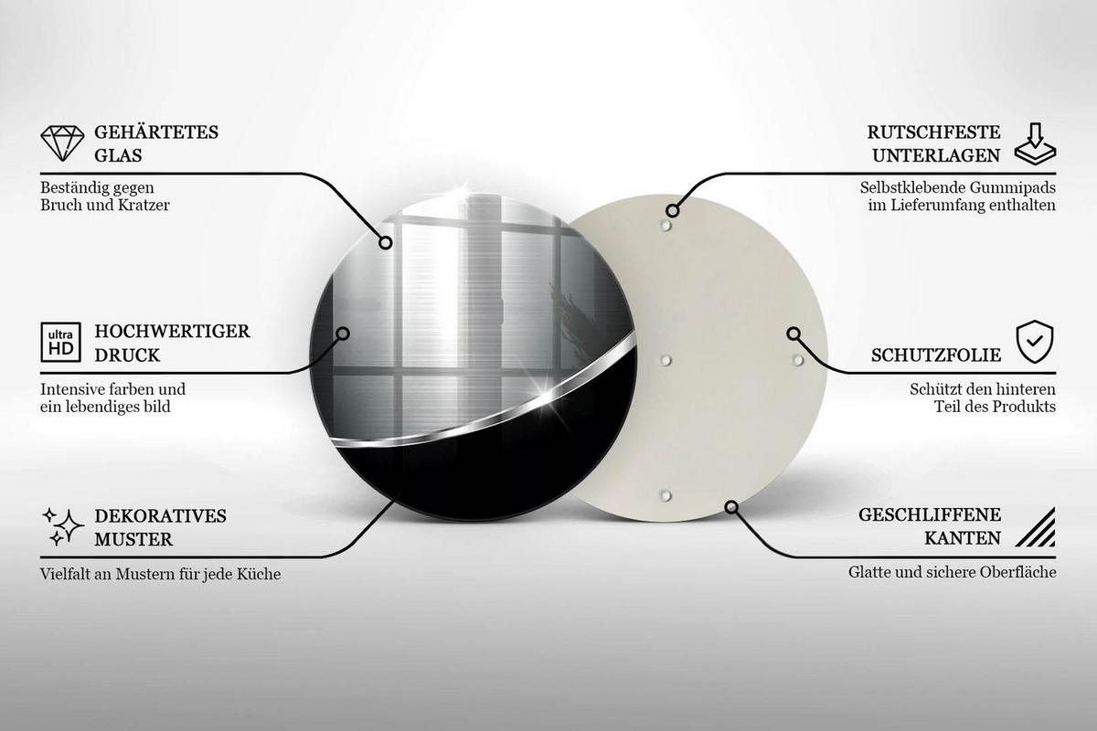 GLASPLATTE Ø 30 cm Metallische Abstraktion - Alufarben, Glas (30/30cm) - Wallfluent