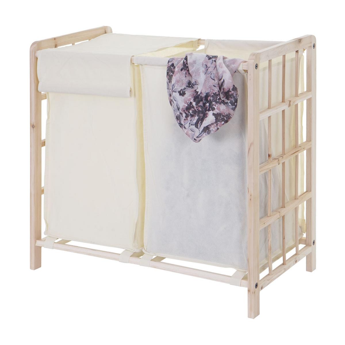 WÄSCHESAMMLER Buche Dekor, Beige - Beige/Buchefarben, Holz (60/60/33cm) - MCW