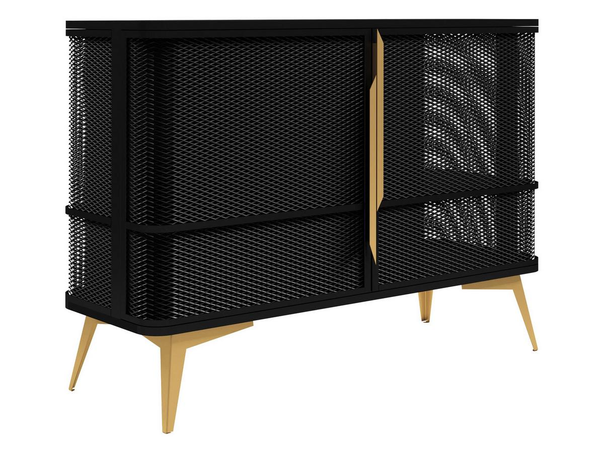 KOMMODE Modera 2 - Goldfarben/Schwarz, Holzwerkstoff/Metall (120/85/40cm) - MIRJAN24