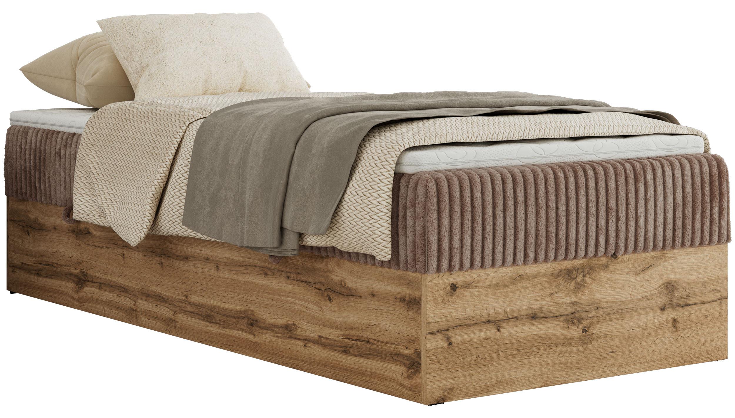 BOXBETT WOOD ZERO 90/200 - Braun Cord - H3 - Topper T25 - Braun, Textil (90/200cm) - MKS
