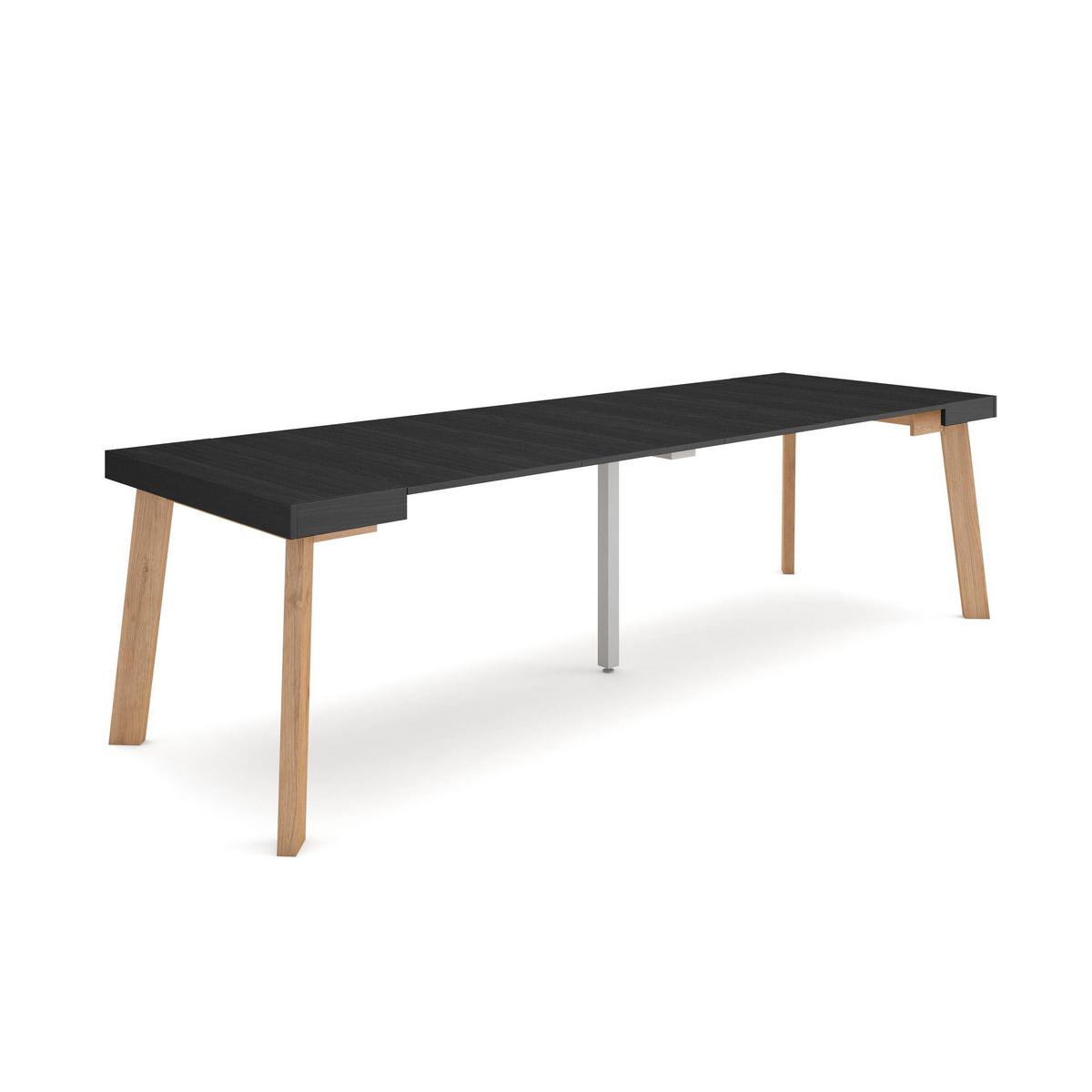 ESSTISCH ausziehbar 58 bis 262cm, für 12 Gäste, schwarz, 58/90/73cm - Schwarz, Holzwerkstoff (90/262/73cm) - Skraut Home