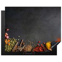 HERDABDECKPLATTE Kräuter - Lebensmittel - Gewürze - Schwarz - Paprika - Zimt Herdabdeckung Induktionsfeld 65x52 cm - Currygelb, Kunststoff (65/52/0.2cm) - MuchoWow