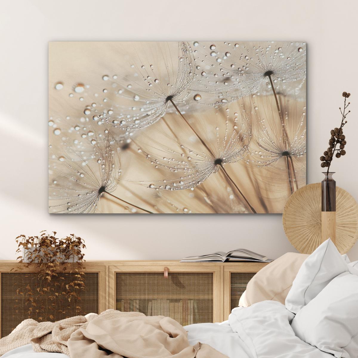 AKUSTIKBILD Löwenzahn - Abstrakt - Natur - Beige Wandbild Wohnzimmer 100x70 cm - Braun, Kunststoff (100/70/0.9cm) - MuchoWow