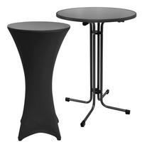 STEHTISCH Sylt Ø 70cm Grau mit Stella Stehtischhusse Ø 70cm Schwarz - Schwarz, Kunststoff/Textil (70/70/110cm) - Beautissu 