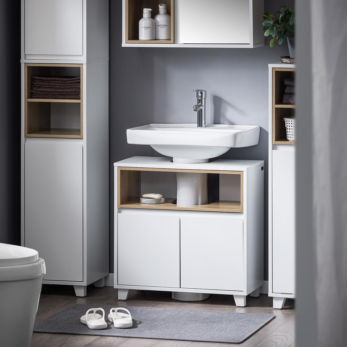 WASCHBECKENUNTERSCHRANK Weiß 60cm - Weiß, Holzwerkstoff (60/61/30cm) - SoBuy