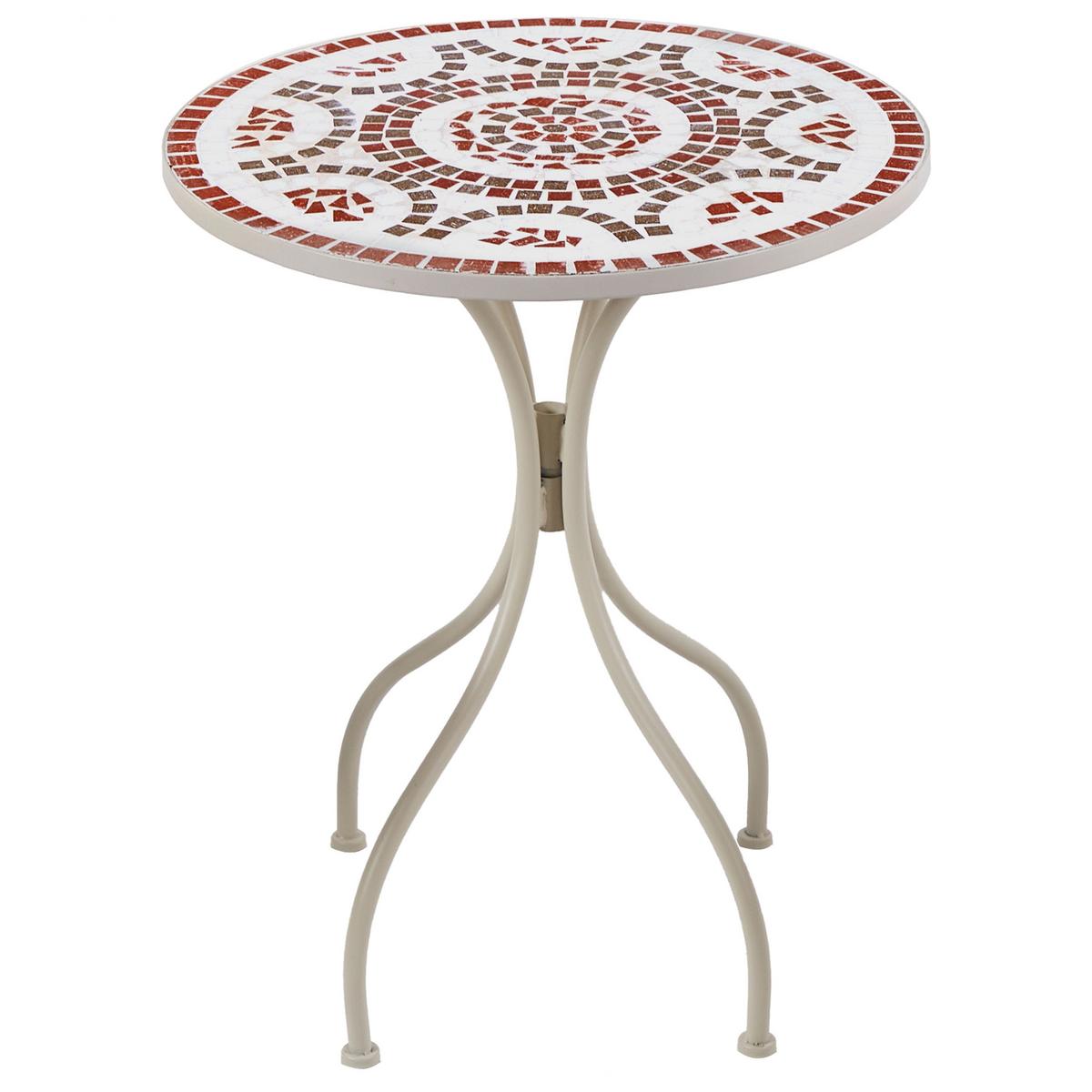 GARTENTISCH Weiß Spello - Rot/Weiß, Metall (60/60/74cm) - Beliani
