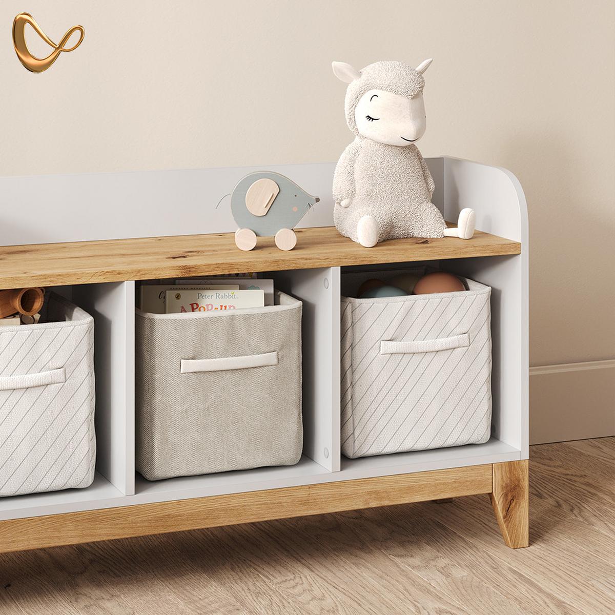 KINDERSITZBANK Mailo Weiß/Artisan 107.2 x 63.8 cm mit 2 Schubladen - Weiß/Eiche Artisan, Holzwerkstoff (107.2/63.8/30.6cm) - Livinity®