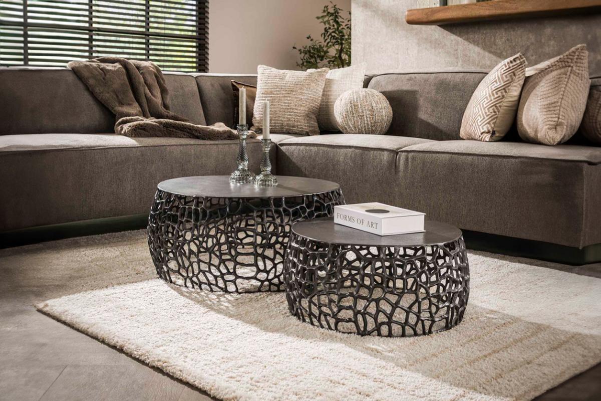 COUCHTISCH SONO 2ER SET Schwarz Metall - Schwarz, Metall (75/75/30cm) - KAWOLA