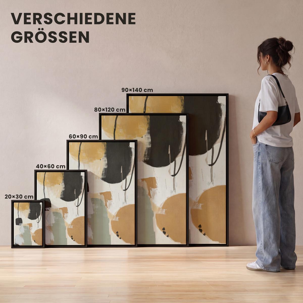 LEINWAND Bilder mit Rahmen - Farbe - Abstrakt - Farben - 100x150 - Currygelb, Textil (100/150cm) - MuchoWow