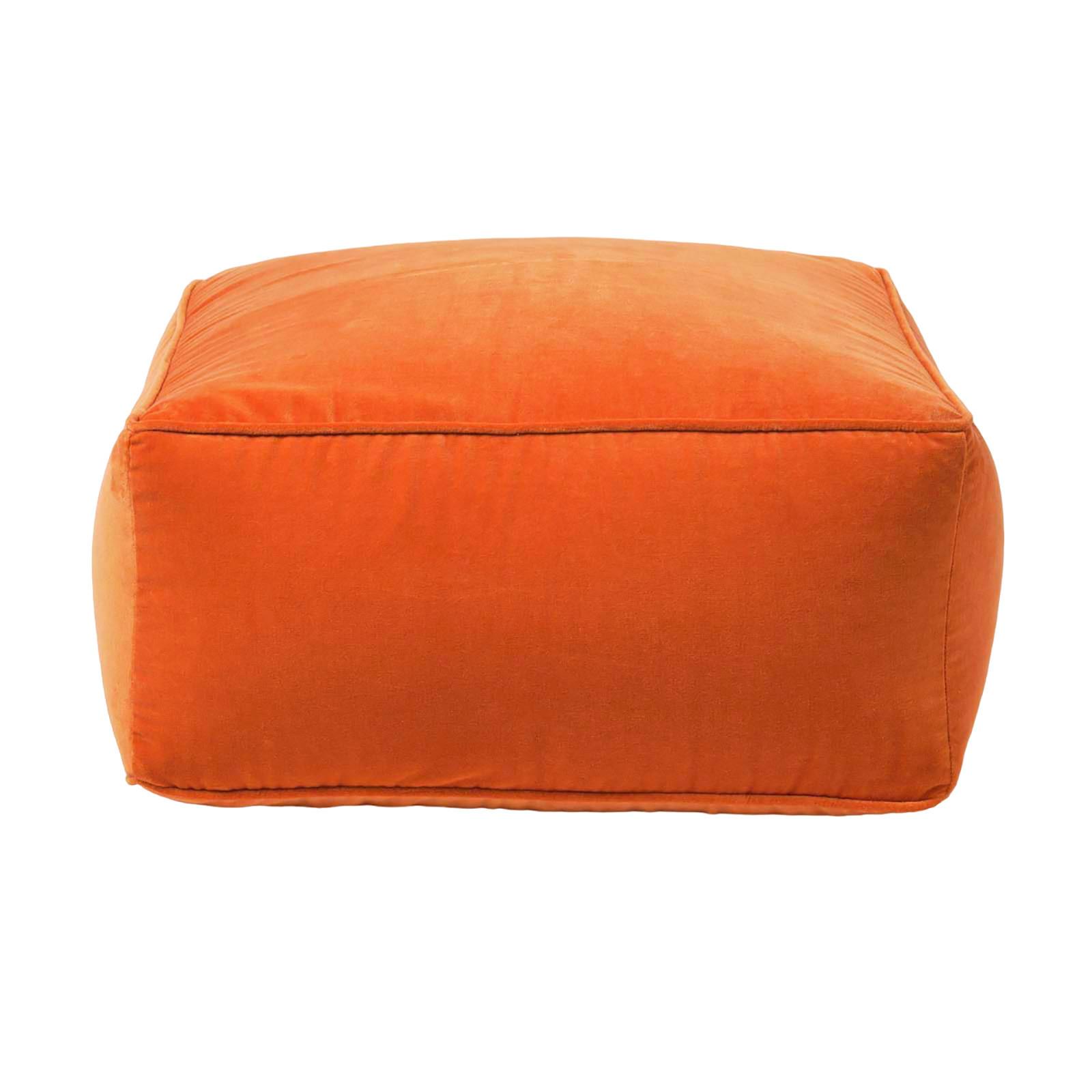 SITZPOUF orange mit Samt-Bezug, 60/60/27 cm - Orange, Textil (60/27/60cm) - Homescapes