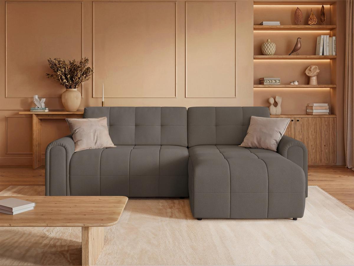 ECKSOFA Simolla Taupe rechts - Graubraun/Schwarz, Kunststoff/Textil (180/268cm) - Selsey