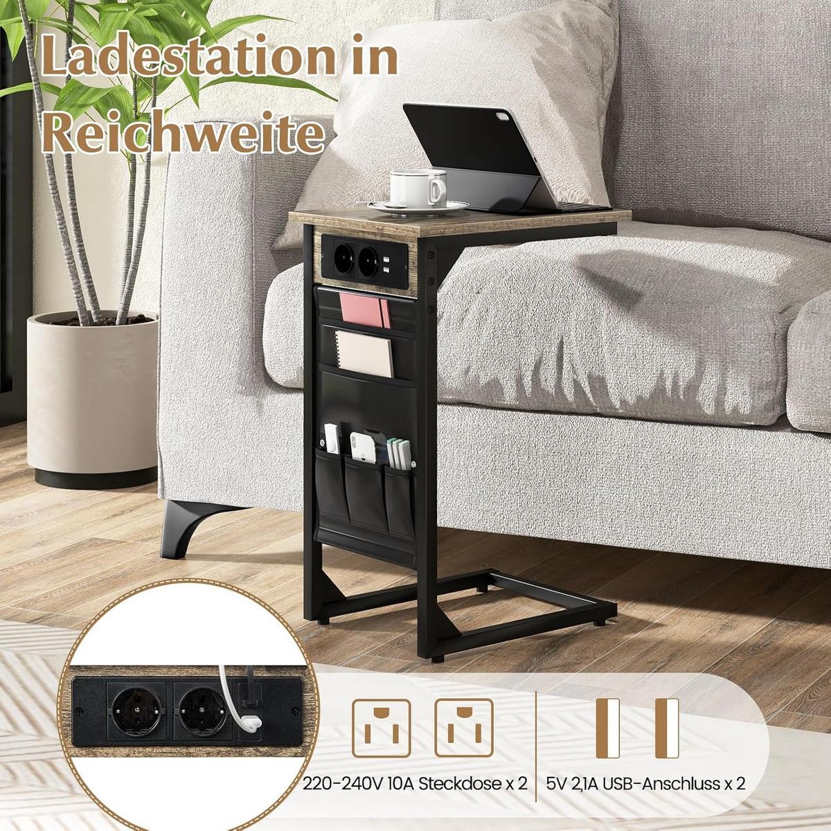 BEISTELLTISCH Braun(2er-Set) - Braun, Holzwerkstoff (30/40/60cm) - COSTWAY