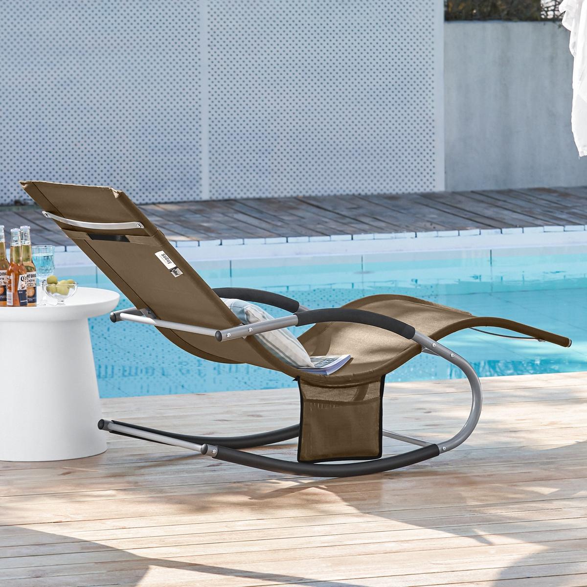 SONNENLIEGE 2 Personen, Gartenliege bis 150kg, Braun - Braun, Metall (63/87/150cm) - SoBuy