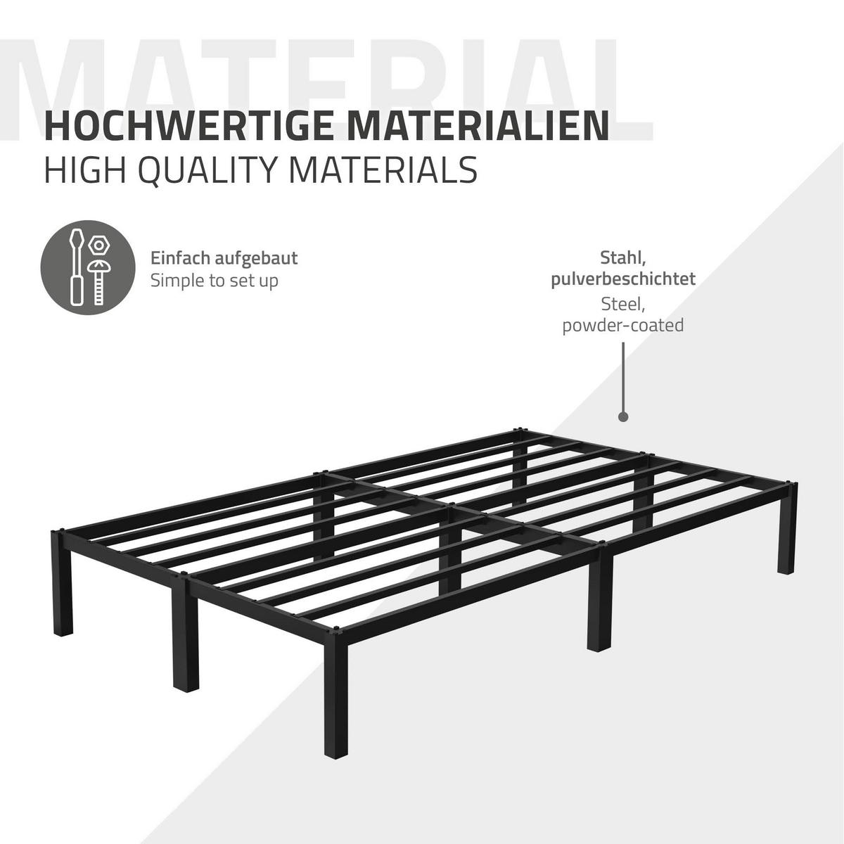 METALLBETT 120x200 cm mit Lattenrost Schwarz auf Stahlrahmen - Schwarz, Metall (120/200cm) - ML-DESIGN
