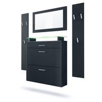 GARDEROBE Malea Fronten in Schwarz matt - Schwarz, Holzwerkstoff (180/180/23cm) - Vladon