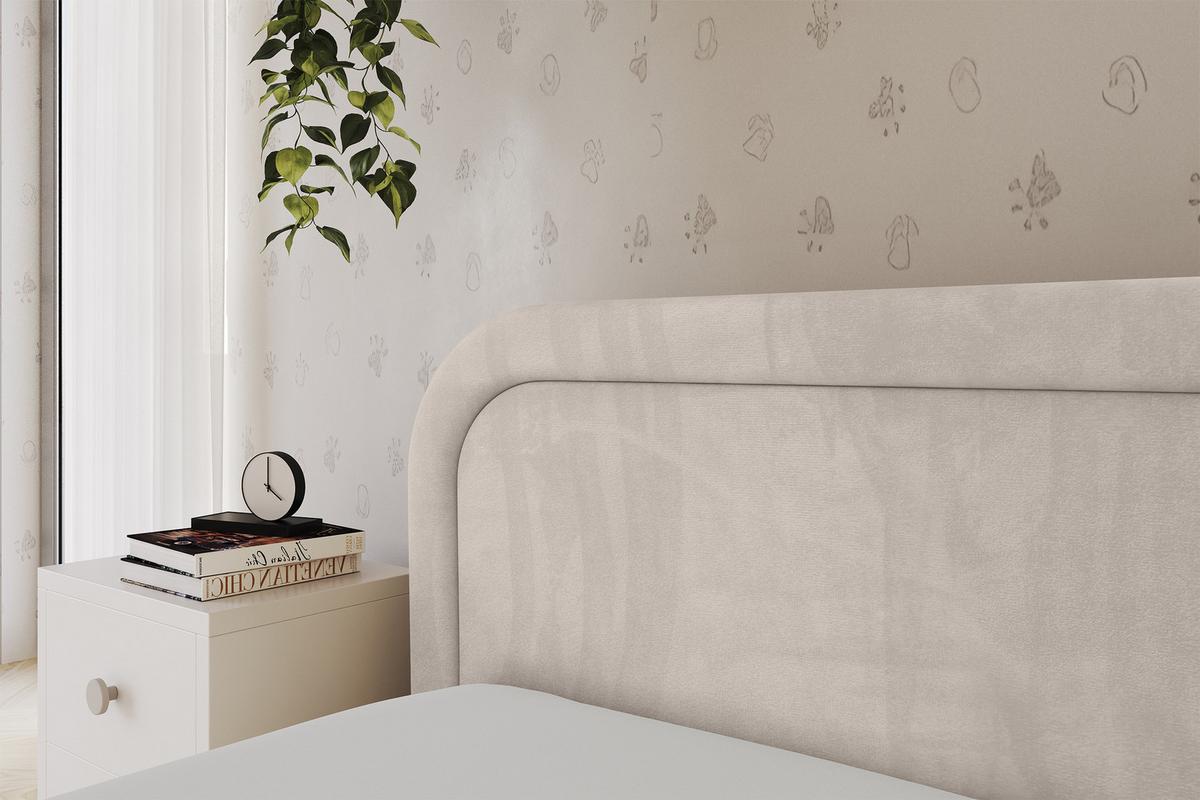 EINZELLBETT Jugendbett mit Bettkasten, Rechts - JOVY 80x200 Beige - Sandfarben, Holzwerkstoff/Textil (80/200cm) - ALTDECOR