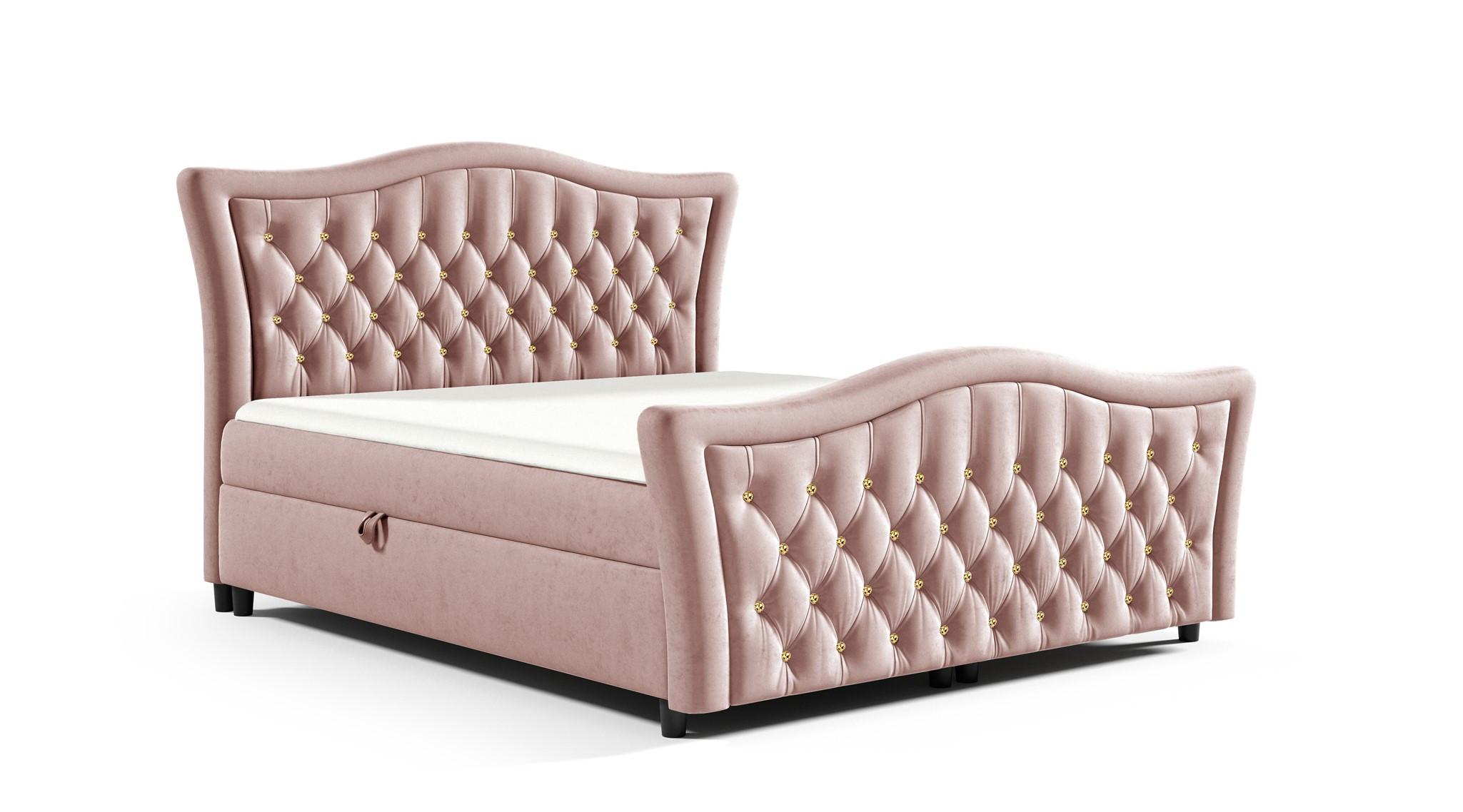 BOXBETT Turhan In Elisa Velvet - Rosa, Holzwerkstoff/Textil (140/200cm) - Fun Möbel