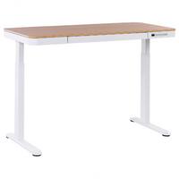 SCHREIBTISCH 120x60 cm elektrisch Weiß/Heller Holzfarbton Kenly - Hellbraun/Weiß, Holzwerkstoff (60/120/72cm) - Beliani