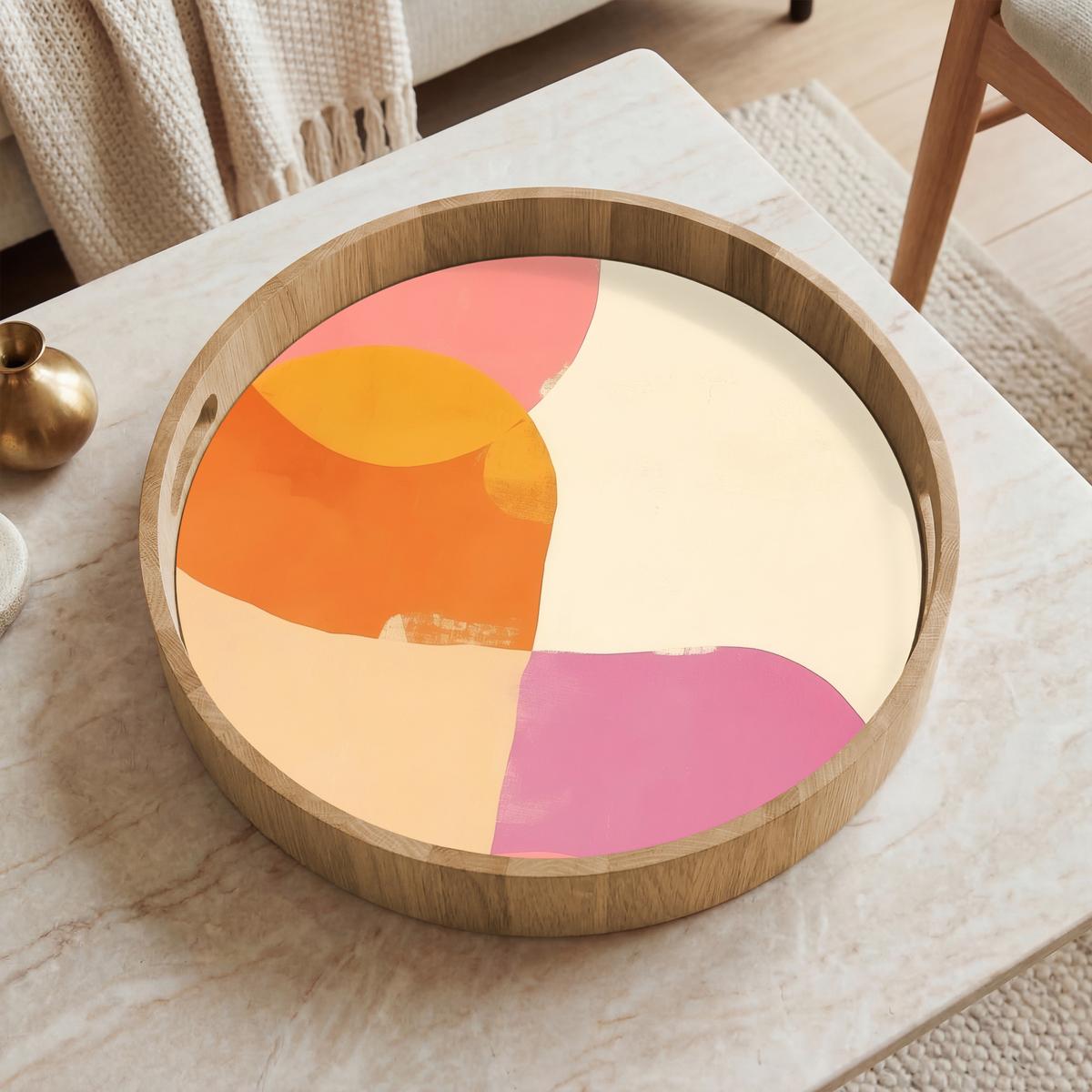 TABLETT Formen - Abstrakt - Farbenfroh 40x40 cm - Orange, Holz (40/5/5cm) - OnlyWow