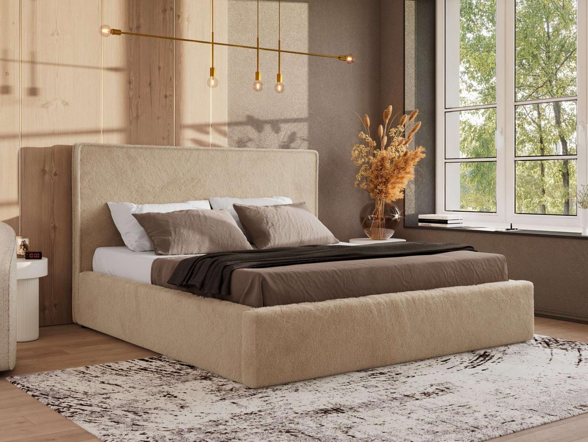 POLSTERBETT CORIVO CLASSIC 140/200 - Beige Plüsch - Multipocket-Matratze - Beige, Textil (140/200cm) - MKS