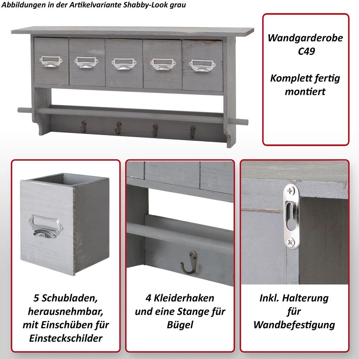 GARDEROBE Grau - Grau, Holz (65/32/13cm) - MCW