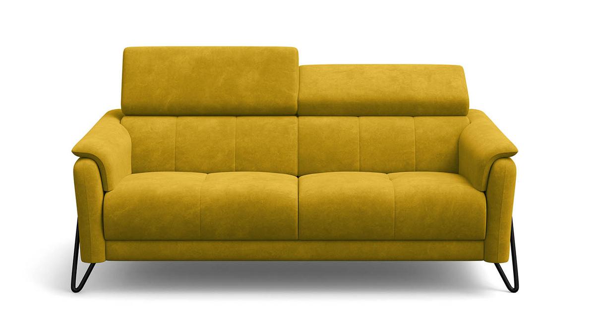 SOFA RODEN 3-Sitzer, dunkegelb, Veloursstoff - Gelb, Holz/Textil (194/82/103cm) - Wozimo