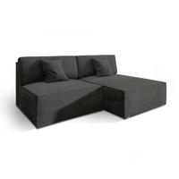 ECKSOFA FIORO M Schwarz Velours-Stoff mit Schlaffunktion - Schwarz/Grau, Holz/Kunststoff (204/148cm) - MASSENO