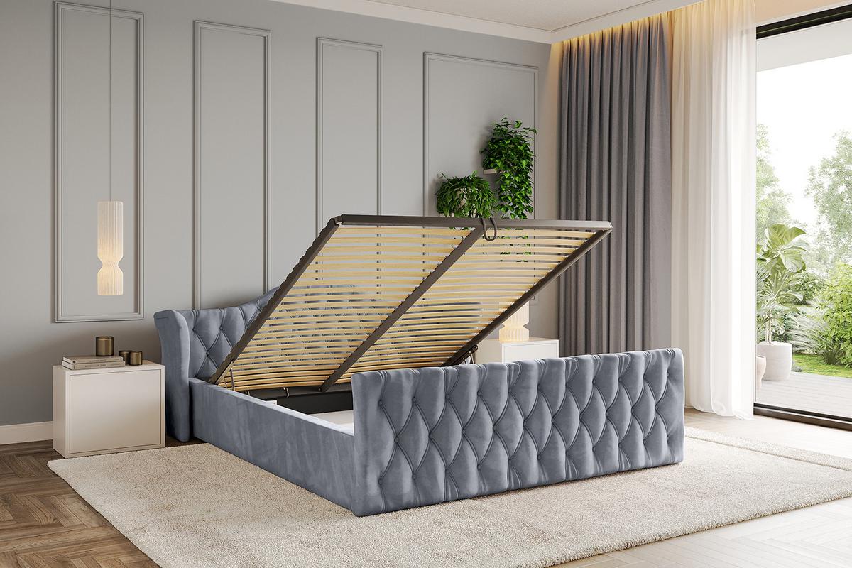 POLSTERBETT mit Bettkasten, Fußteil und Lattenrost, Boxbett ohne Matratze - ZORAN-Z-V1 120x200 Grau - Grau, Holzwerkstoff/Textil (120/200cm) - ALTDECOR