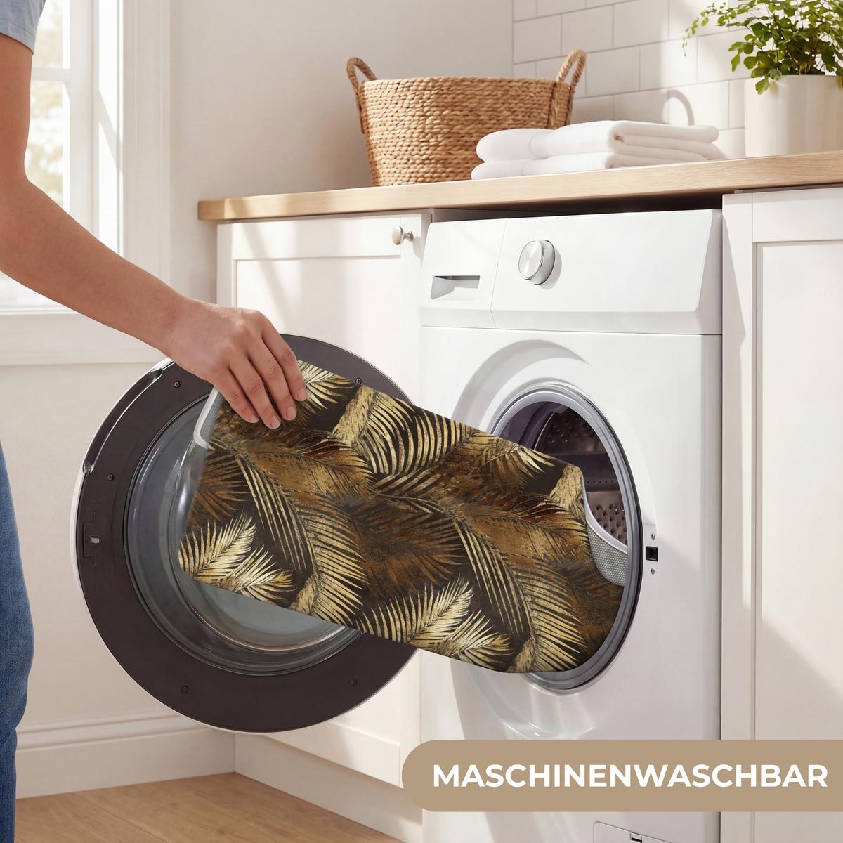 WC-VORLEGER Tropisch - Blätter - Gold Toilettenvorleger 55x60 cm - Goldfarben, Textil (55/1cm) - OnlyWow