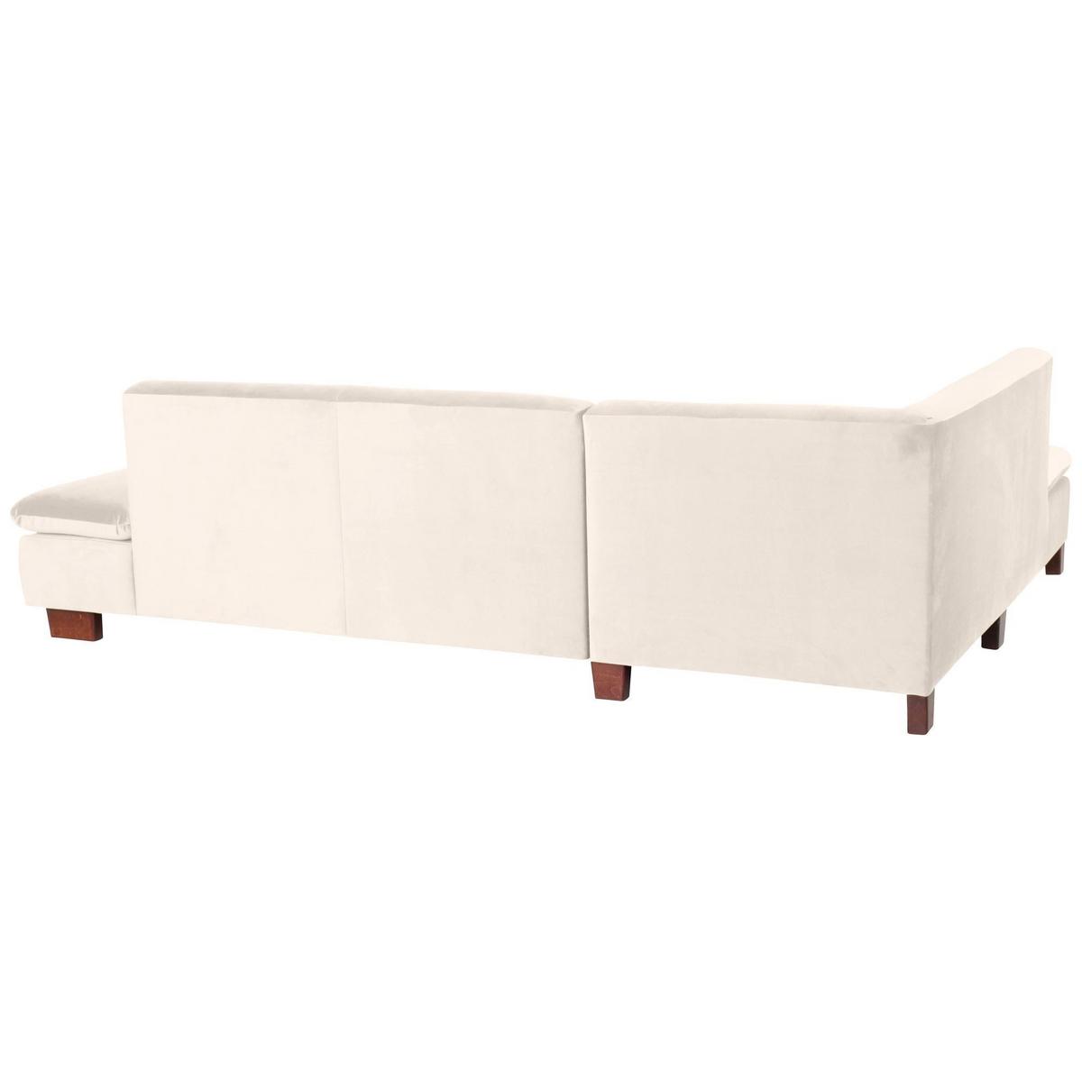 ECKSOFA mit Ottomane links Kaye Bezug Samtvelours Buche nussbaum dunkel / creme - Weiß, Kunststoff (190/270cm) - 58aufmkessel