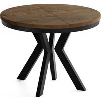 ESSTISCH Savio Neo rund ausziehbar verlängerbar, Eiche Braun Rustikal 80-130/80/77 cm - Alteiche/Schwarz, Holz/Holzwerkstoff (80/130/77cm) - WFL GROUP