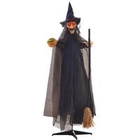 190CM Halloween Dekoration Halloween-Hexe mit LED-Lichter, Soundfunktion - Multicolor, Kunststoff (65/190/107cm) - HOMCOM
