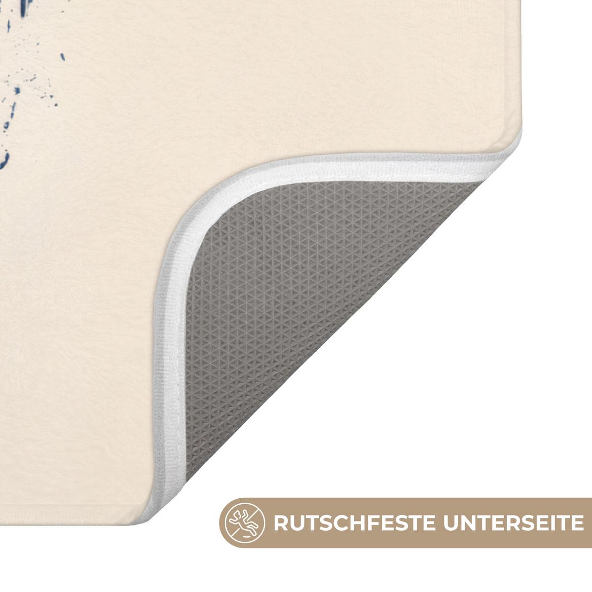 BADEMATTE Wale - Spritzer - Kreis - Dunkelblau 60x40 cm - Dunkelblau, Textil (60/40cm) - OnlyWow