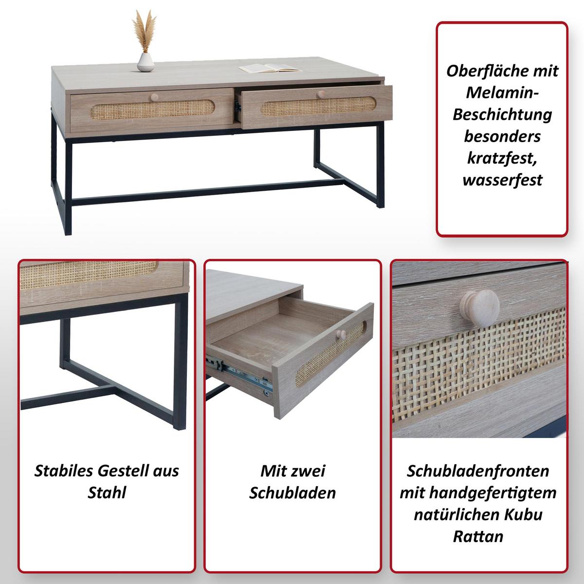 COUCHTISCH eckig Eiche Dekor - Eichefarben, Holz (51/107/45cm) - MCW