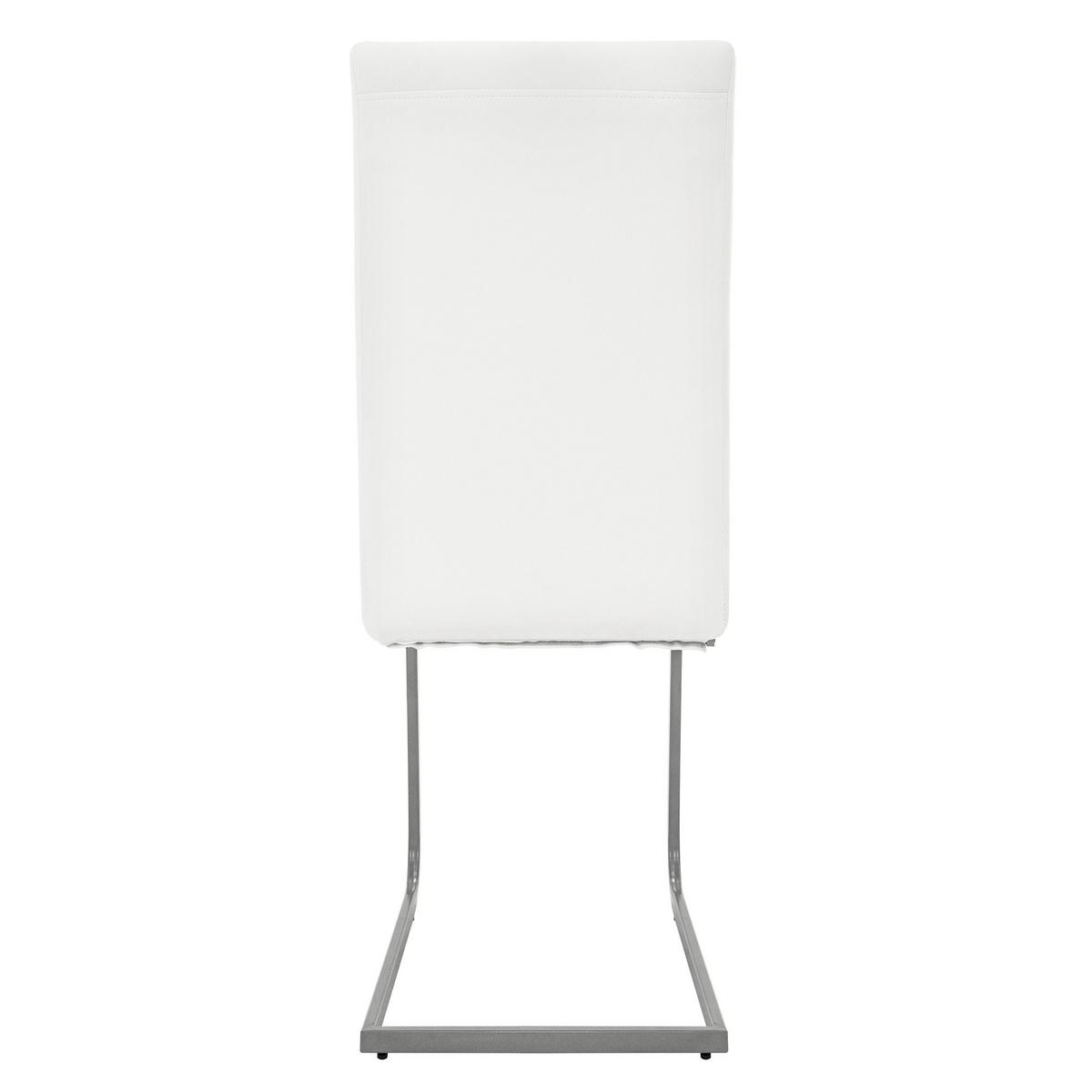 SCHWINGSTUHL 4er Set Weiß Kunstleder - Silberfarben/Weiß, Metall (40/102/57cm) - ML-DESIGN